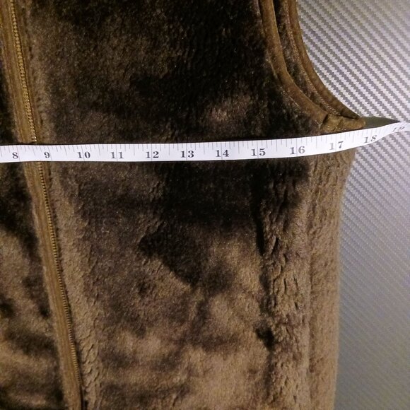 Banana Republic Brown Faux Fur & Fleece Zip Up Vest with Pockets Size S - Picture 9 of 10